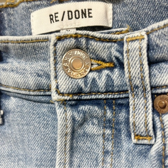 Re/Done 70s Stove Pipe Jeans Size 24 High Rise Mid 90s Color Button Fly Raw Hem - Picture 8 of 16